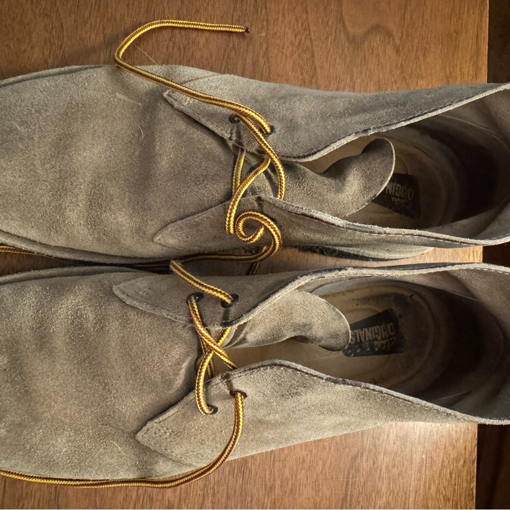 Clarks Taupe Suede Shoes